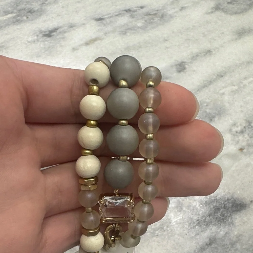 Pin Lock Charm Multi-Strand Beaded Bracelet - Picture 2 of 2